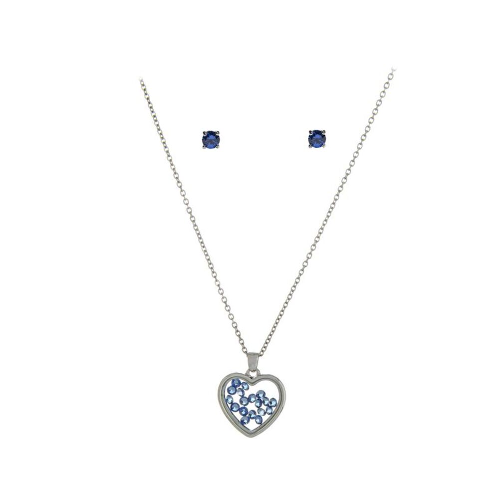 The Skyline Collection September Birthstone Blue Sapphire Heart Jewelry Set